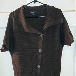 Jones New York Signature Brown l Double Button Down Sweater w/ Pockets Sz Medium
