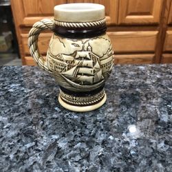 Vintage Avon 1982 Collectible Small Beer Stein Sailing Ships.  Limited Edition.  Handcrafted in Brazil.  Size 4 1/2 inches tall.  Preowned good condit