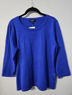 Sapphire Blue Knit Sweater Blouse Size XL