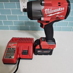Milwaukee M18 impact (2967-20) wrench comes with 5.0 battery and charger brand new never used if the profile is up it is available.