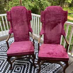 Jim Peed for Drexel Mid Century Vintage 60’s High Back Wing Side Arm Accent Chairs