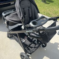 Joovy Qool Double Bundle Double Stroller with Reconfigurable Seats, Magnetic Safety Harness with Padding, UPF 50 Sun Canopy, and Large Storage Basket,