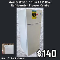 NEW Avanti White 7.3 Cu Ft 2 Door Refrigerator Freezer Combo: njft