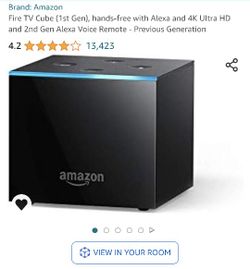 Fire TV Cube (1st Gen), hands-free with Alexa and 4K Ultra HD and 2nd Gen Alexa Voice