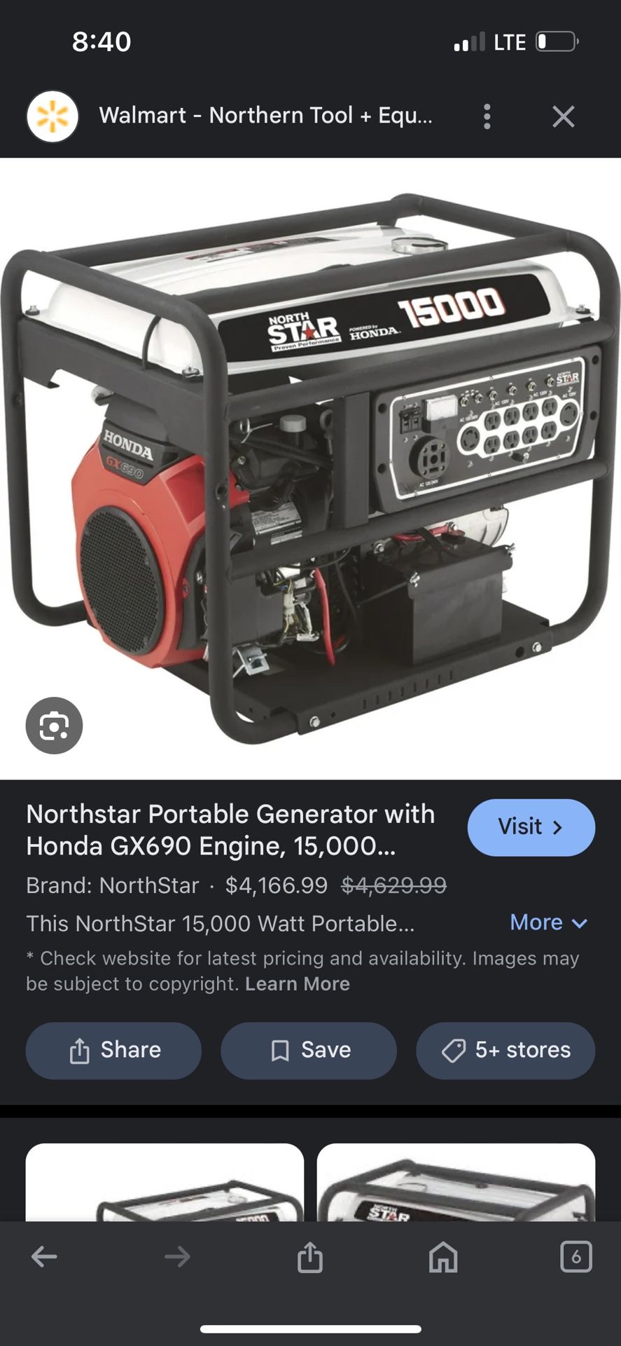 Northstar Generator 15000( Read Description)