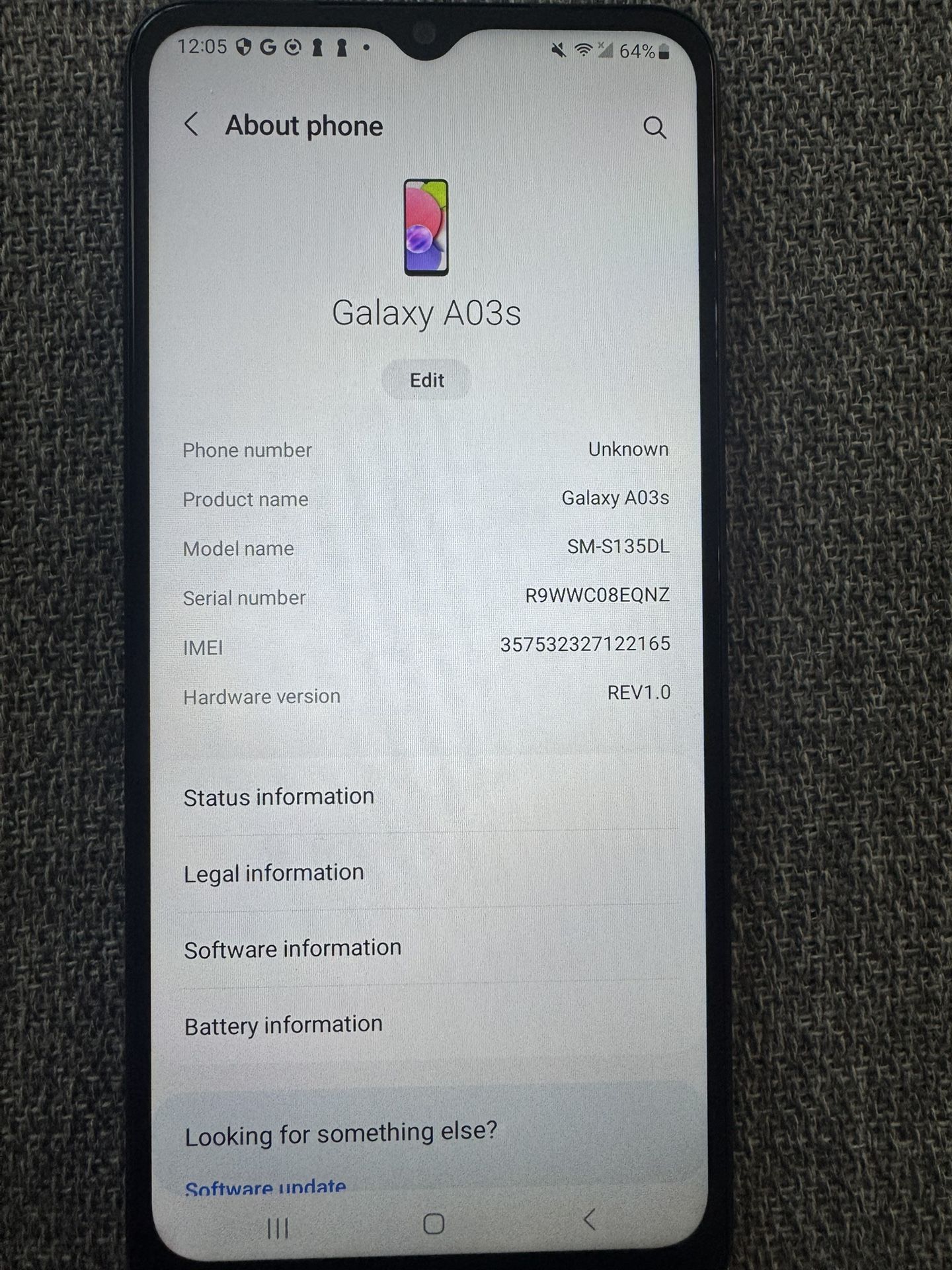SAMSUNG GALAXY A03S LOCKED TO TRACFONE
