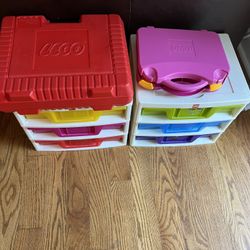 Four- Two Stackable Lego Storage and Two suitcase to Storage Lego