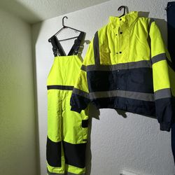 High-Visibility Winter Bib Pants + Yoko Bomber Jacket - Like New!