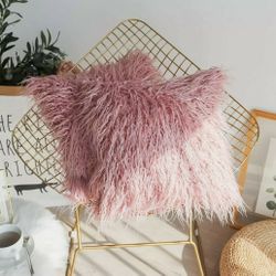 Throw Pillow Faux Fur Mongolian 