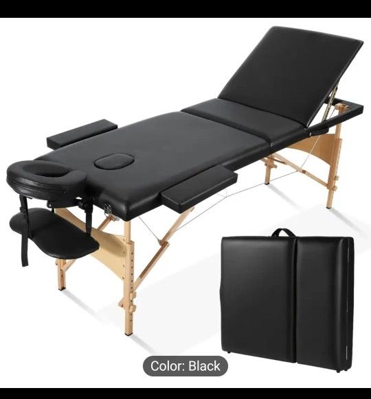 New in box..3 Fold Massage Table Portable Massage Bed Face Cradle Bed Adjustable with Bag