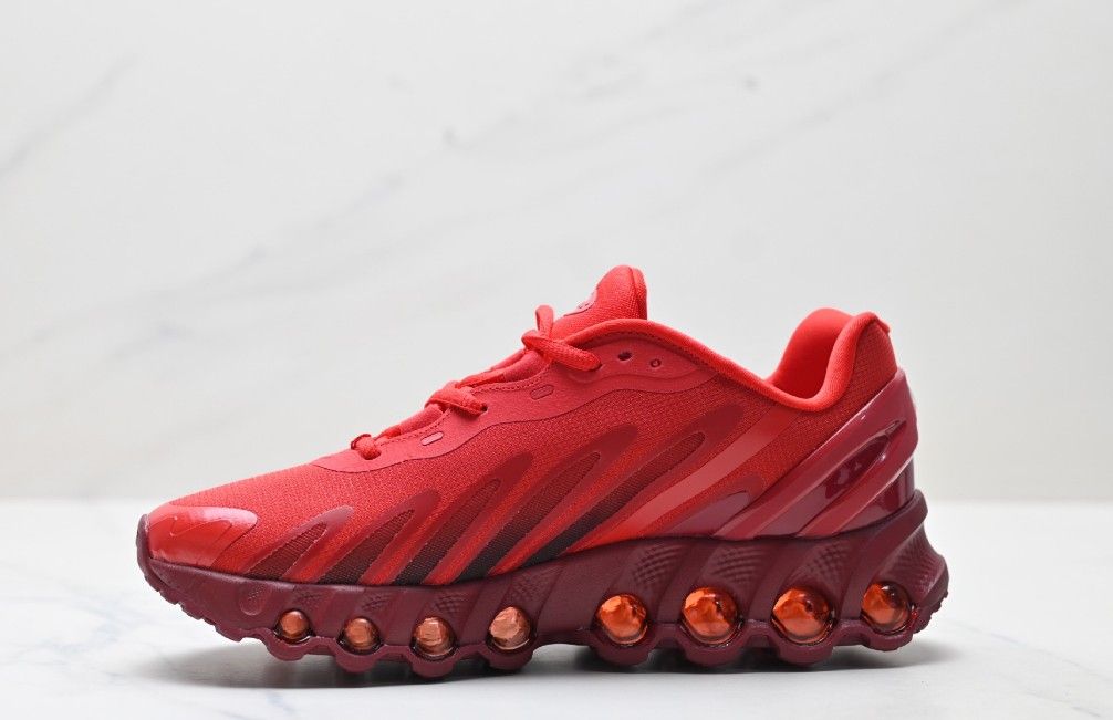 Nike Air Max Running Shoes: Vibrant Red Design with Distinctive Bubble Cushioning for Exceptional Comfort and Style