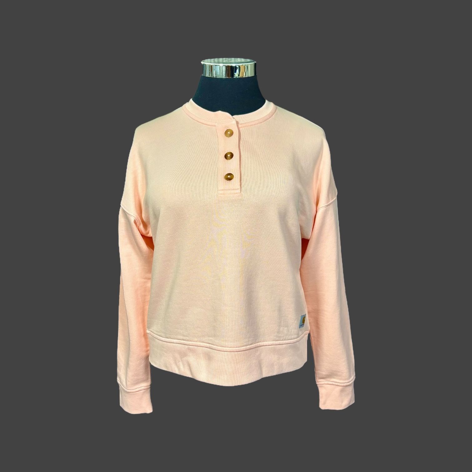 Carhartt Women’s Loosefit Peach Color French Terry Henley Sweatshirt Sz S (4-6)