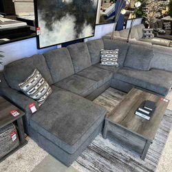 SECTIONAL WITH 2 CHAISES -  [EASY CARE FABRIC] -NEW-