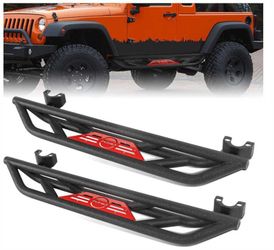 Running Boards, Side Steps Compatible with Wrangler JK 2 Doors 2007-2018, Black Powder Coated JK Nerf Bar, All-Steel Build Drop Side Steps Rails