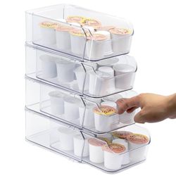 Clear Coffee Pod Holder for Counter, Transparent Coffee Pod Drawer for K Cups, Coffee Pod Storage Organizer Compatible with Nespresso Vertuo 76 Large 