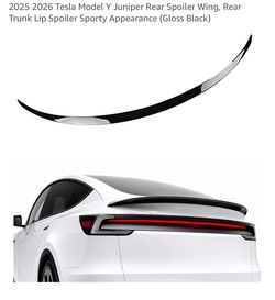 Tesla Model Y Juniper Rear Spoiler Wing, Rear Trunk Lip Spoiler, Gloss Black