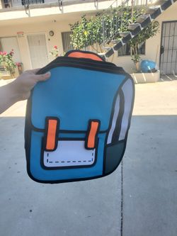 Cartoon 2d Style Backpack Blue Jay Orange
