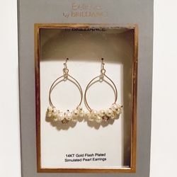 Believe by Brilliance,14KT Gold Flash Plated Simulated pearl Drop earrings NEW