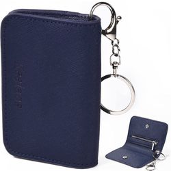 Keychain Wallet For Women,Small Leather Card Wallet For Men Women, Credit Card Wallet With Change Pocket(NAVY BLUE)
