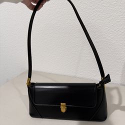 Designer Black Leather Bag- Brand New