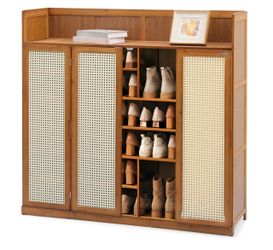 Shoe Storage - 7 Tiers 4 door - Brown πβοΈ MoniBloom