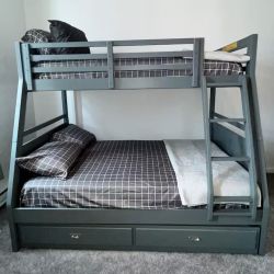 Gray Twin Bunk Bed With Storage 