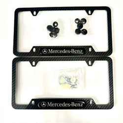 2PCS Carbon Fiber  License Plate Frame Cover Holder-aluminum.
