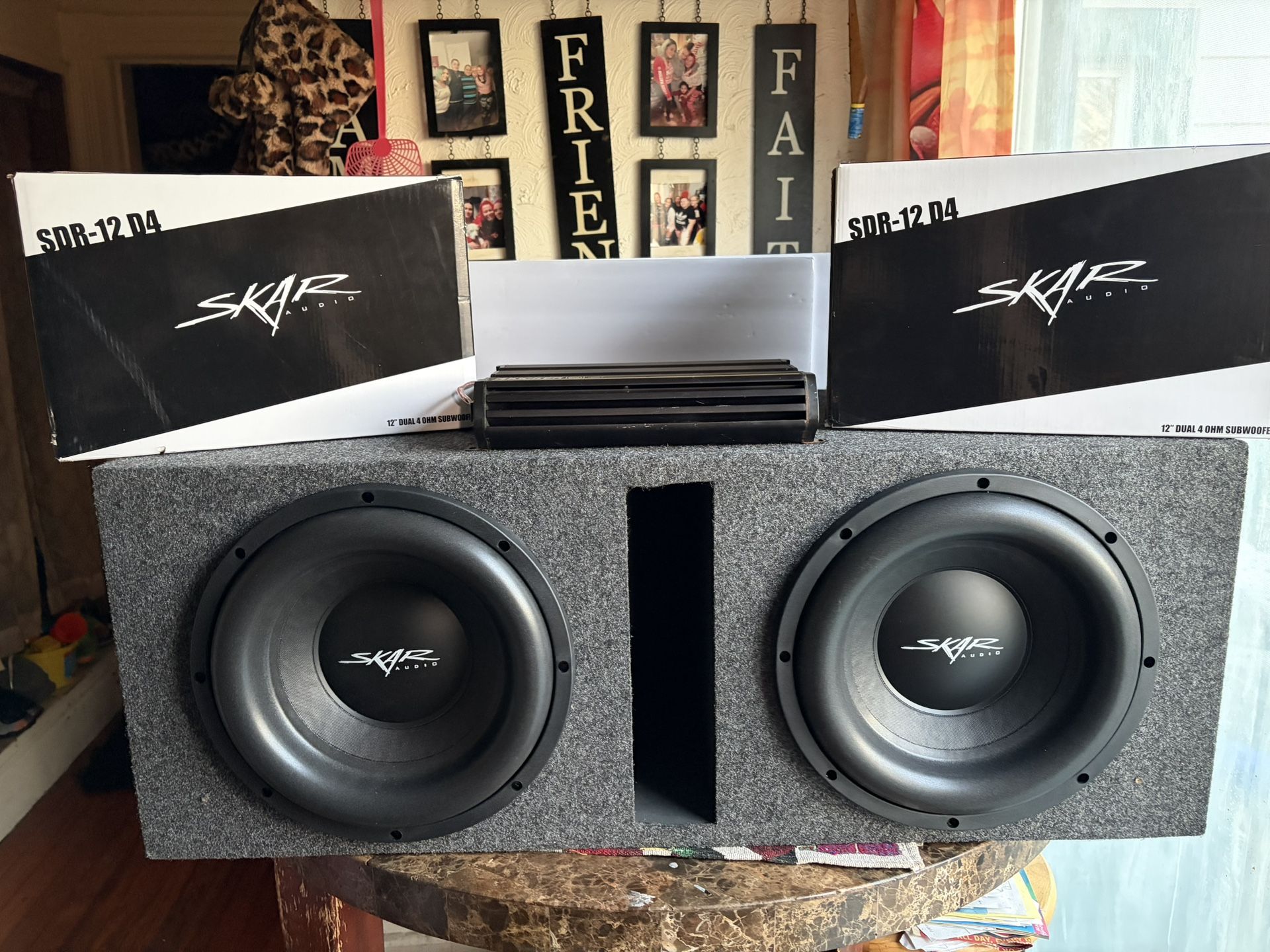 Must hear 2 12"Skar Audio SDR in ported box and Kicker 1,200w mono amp