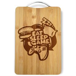 Eat Sleep Game Personalized Engraved Cutting Board