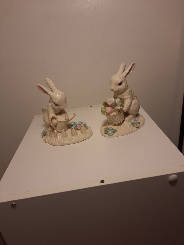 A pair Of LENOX PORCELAIN EASTER BUNNIES! THESE WILL BE THE PERFECT EASTER SURPRISE