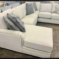 Natural White Soft Dellara Cushion Contemporary Sectional Couch👉 Living Room Set 💥 Showroom Available 👍 Fastest Delivery ✅