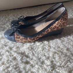 Cole Haan 9.5 leopard wedges 
