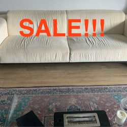 MUST GO Great Condition Luxurious Ultrasuede Sofa/Couch + Ottoman Set