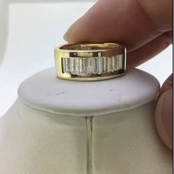 💎 Men’s 14K Gold GTSYG Diamond Band Ring – 18.9g, Size 8, with 12 Baguette Diamonds