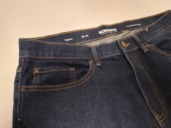 Mens Jeans 36x34 Regular Straight Dark Blue Work Pants Vaqueros