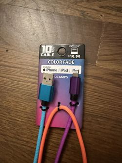 Color Fade 10’ Lightning Charging Cable 