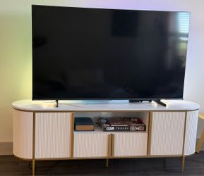 Mercer41 TV Stand – 70" Wide, Fits TVs up to 78" – Faux Marble Top