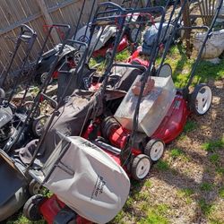 Working Regular Push and Self Propelled Lawnmowers