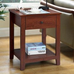 Night Stand End Side Table With Drawer And Storage Shelf HW61715