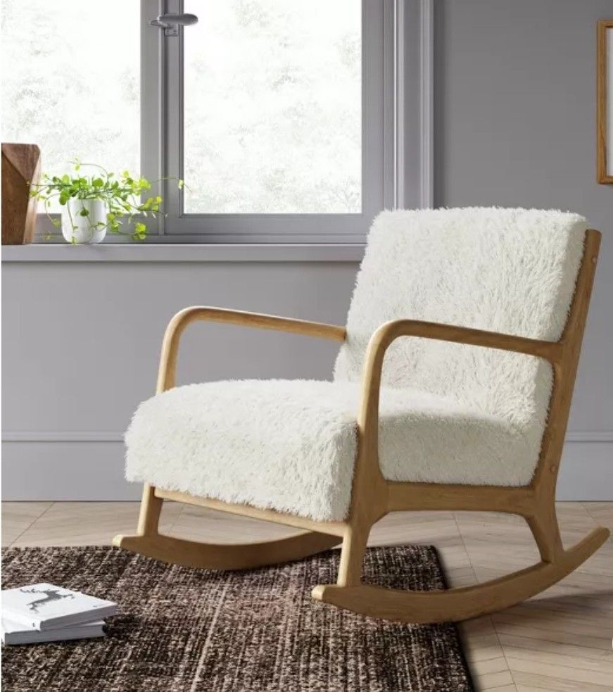 Esters Wood Armchair Faux Shearling White - Project 62

