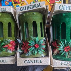 Three Vintage Christmas Candle Holders