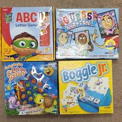 Games For Kids ( Let's Go Fishing  / Boogle Jr./ ABC Letter Game / Guess What I Am).  $10 EACH