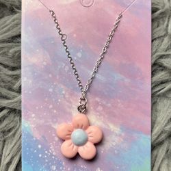 Handmade necklace pastel pink flower
