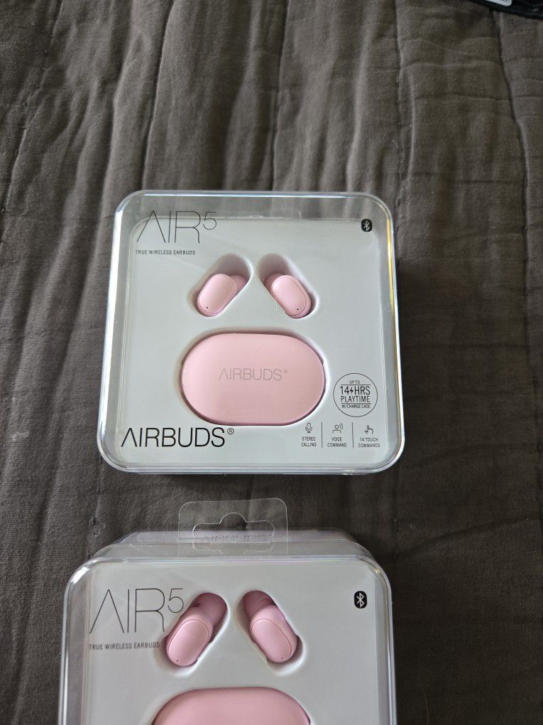 Brand New  Pink Air 5 True Wireless Earbuds Earbuds 14-hour Play Time With Charge Case