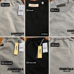 Essentials shorts and shirts