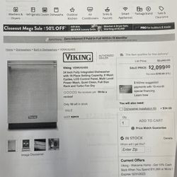 BRAND NEW IN BOX VIKING 24” DISHWASHER