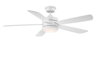 Averly 52" LED Matte White Ceiling Fan with Light and Remote Control with Color Changing Technology