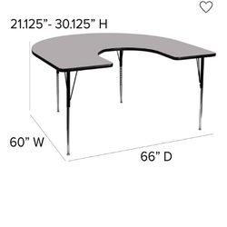 Two 60"W x 66"L Horseshoe Oak/Grey Activity Table
