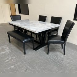 6- Pieces Black color top marble Dining Set