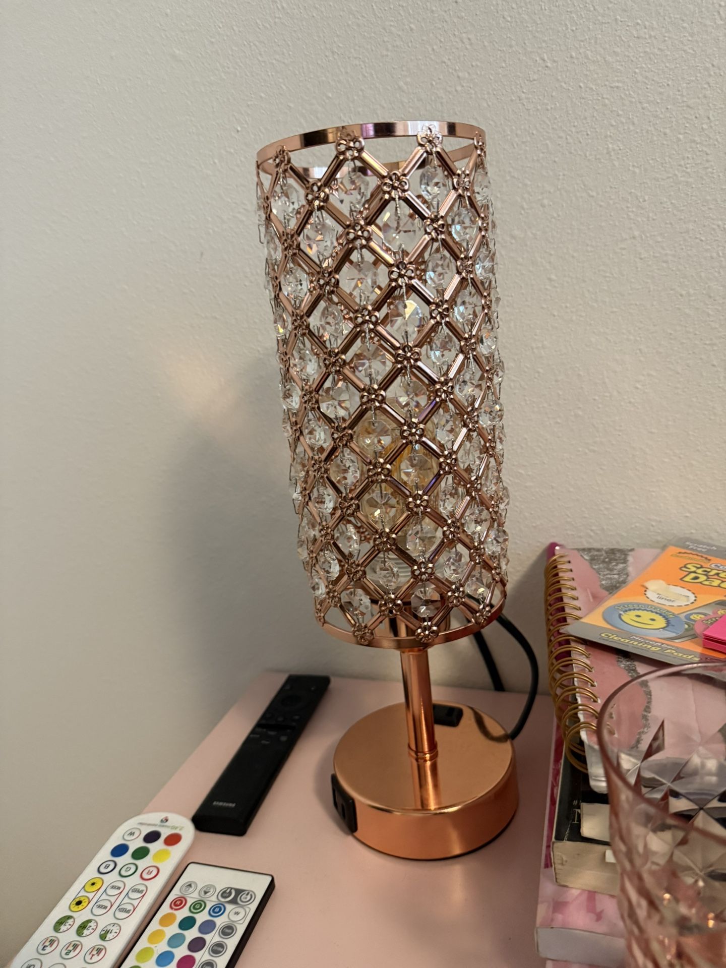 Crystal Rose Gold Touch Control Lamps (Set of 2)